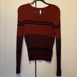 Striped Ribbed Knit Sweater